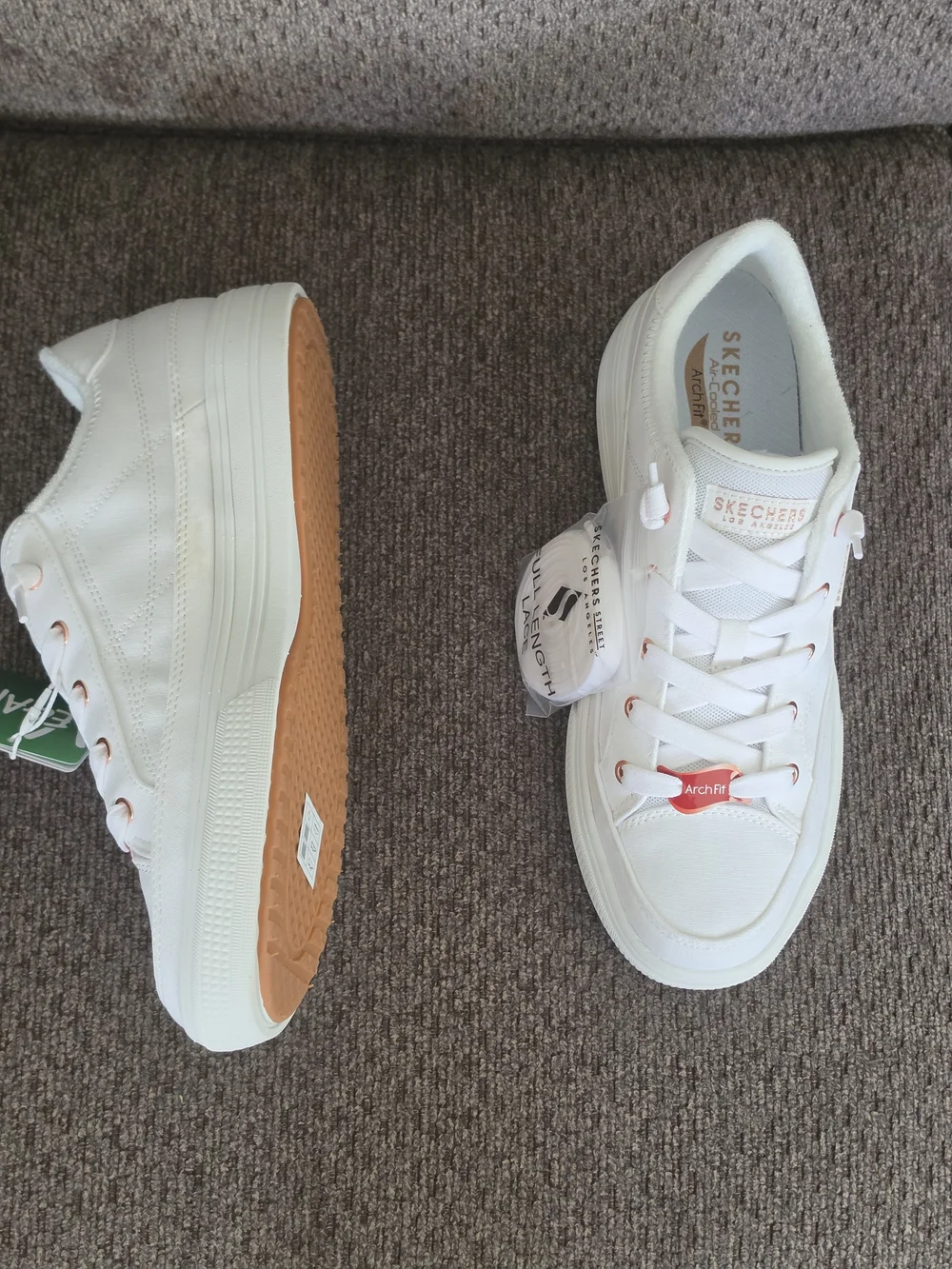 Skechers Street Arch Fit Arcade Meet Ya There White Sneakers Size 9.5